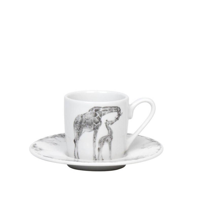 Konitz Σετ 2 Φλυτζάνια Espresso Πορσελάνης, Amazing Animals «Giraffes & Elephants» by Vanessa Kahl  85ml
