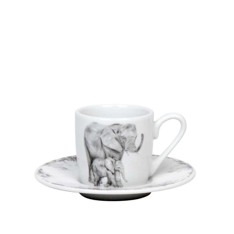 Konitz Σετ 2 Φλυτζάνια Espresso Πορσελάνης, Amazing Animals «Giraffes & Elephants» by Vanessa Kahl  85ml