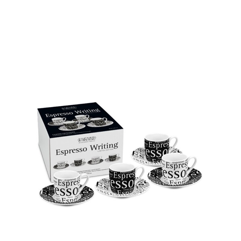 Konitz Σετ 4 Φλυτζάνια Espresso Πορσελάνης, Coffee, Tea & Chocolate «Espresso Writing» 85ml Konitz Σετ 4 Φλυτζάνια Espresso Πορσελάνης, Coffee, Tea & Chocolate «Espresso Writing» 85ml