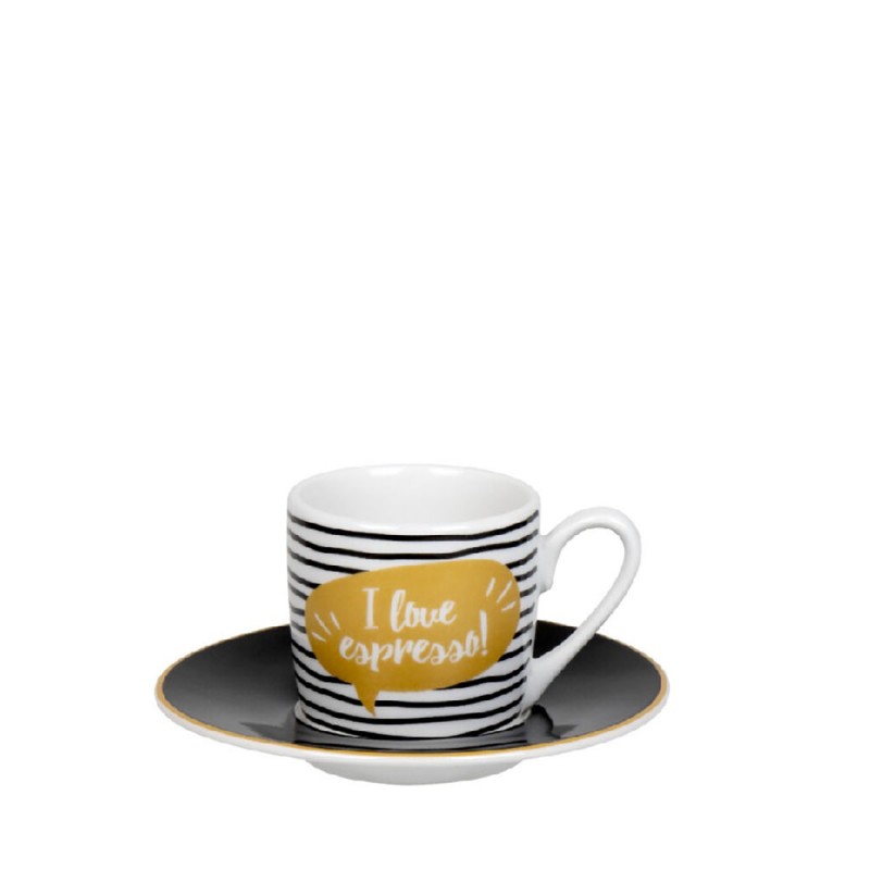 Konitz Σετ 4 Φλυτζάνια Espresso Πορσελάνης, Coffee, Tea & Chocolate «Espresso Writing» 85ml Konitz Σετ 4 Φλυτζάνια Espresso Πορσελάνης, Coffee, Tea & Chocolate «Espresso Writing» 85ml