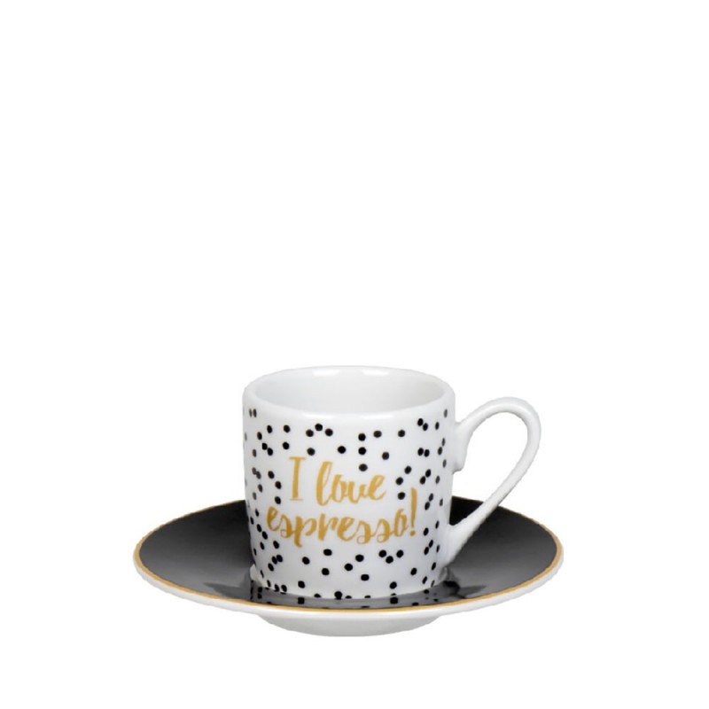Konitz Σετ 4 Φλυτζάνια Espresso Πορσελάνης, Coffee, Tea & Chocolate «Espresso Writing» 85ml Konitz Σετ 4 Φλυτζάνια Espresso Πορσελάνης, Coffee, Tea & Chocolate «Espresso Writing» 85ml