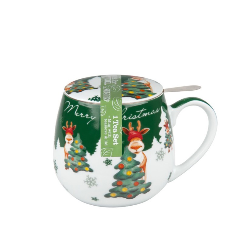 Konitz Κούπα Πορσελάνης με Φίλτρο και Καπάκι Coffee, Winter & Christmas «Merry Christmas ELK» Tea For You» 420ml Konitz Κούπα Πορσελάνης με Φίλτρο και Καπάκι Coffee, Winter & Christmas «Merry Christmas ELK» Tea For You» 420ml