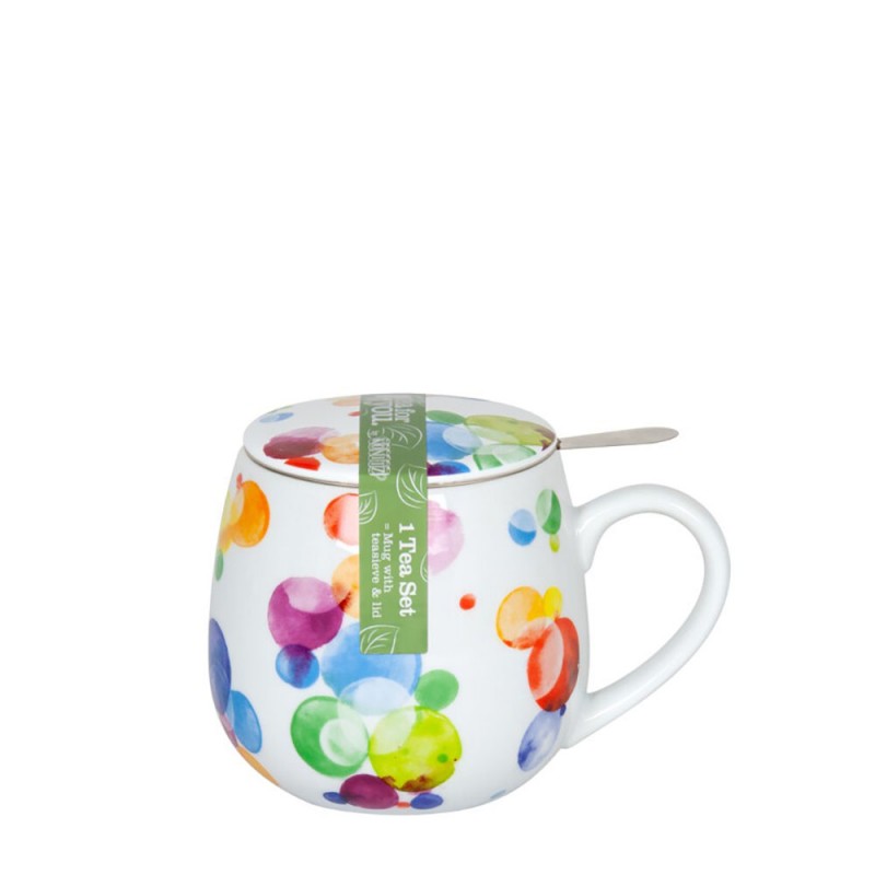 Konitz Κούπα Πορσελάνης με Φίλτρο και Καπάκι Coffee, Tea & Chocolate «Colourful Cast Bubbles» Tea For You» 420ml Konitz Κούπα Πορσελάνης με Φίλτρο και Καπάκι Coffee, Tea & Chocolate «Colourful Cast Bubbles» Tea For You» 420ml