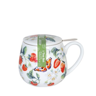 Konitz Κούπα Πορσελάνης με Φίλτρο και Καπάκι Coffee, Coffee, Tea & Chocolate – Κούπα – «Fruity Tea – Strawberry -Tea For You» by Victoria Lowe  420ml Konitz Κούπα Πορσελάνης με Φίλτρο και Καπάκι Coffee, Coffee, Tea & Chocolate – Κούπα – «Fruity Tea – Strawberry -Tea For You» by Victoria Lowe  420ml