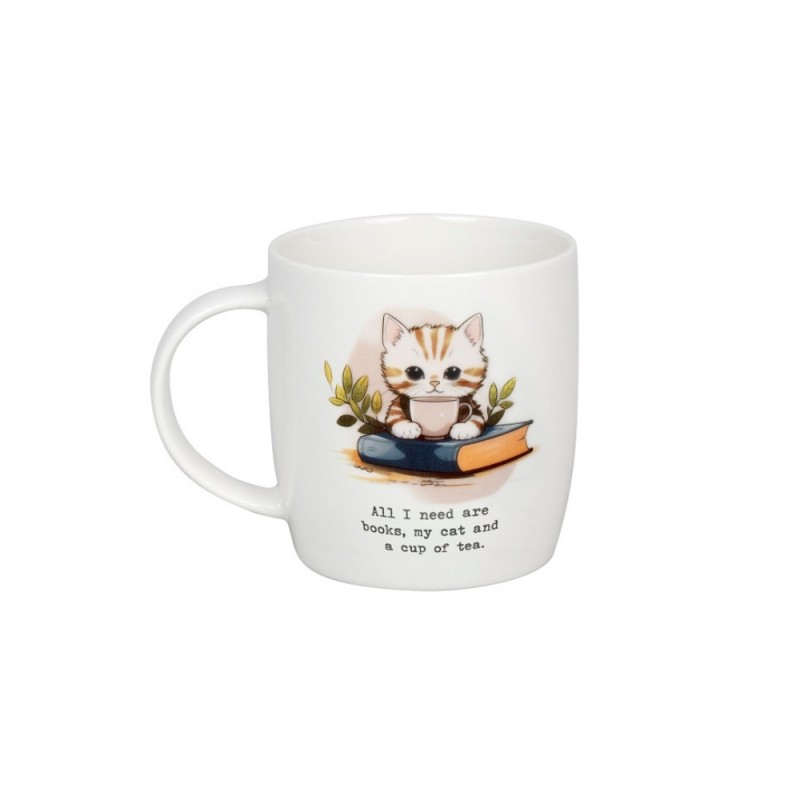 Konitz Κούπα Πορσελάνης,All I Need- Κούπα – «Books, Cat & Tea» 40cl