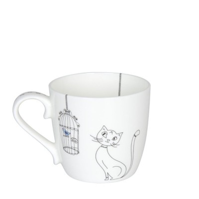 Konitz Κούπα Πορσελάνης, Funny Cats & Funny Dogs «Cats And Birds»  43cl Konitz Κούπα Πορσελάνης, Funny Cats & Funny Dogs «Cats And Birds»  43cl