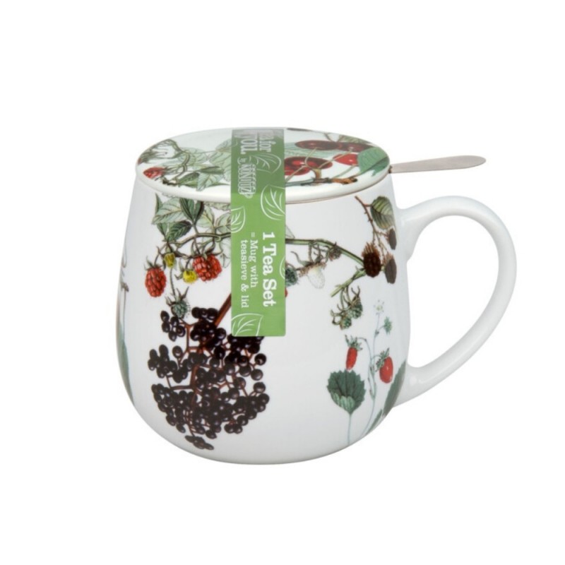 Konitz Κούπα Πορσελάνης με Φίλτρο και Καπάκι Coffee, Tea & Chocolate «My Favourite Tea-Fruits-Tea For You» 420ml