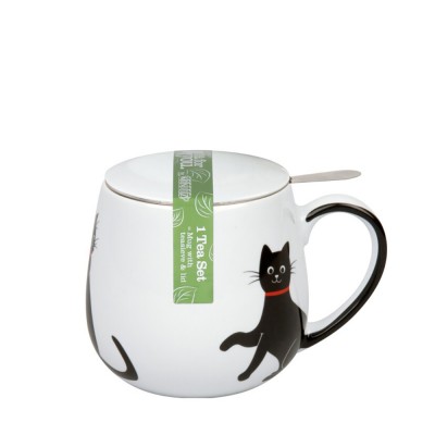 Konitz Κούπα Πορσελάνης με Φίλτρο και Καπάκι,Funny Cats & Funny Dogs «My Lovely Cat-Red Necklace» 42cl Konitz Κούπα Πορσελάνης με Φίλτρο και Καπάκι,Funny Cats & Funny Dogs «My Lovely Cat-Red Necklace» 42cl