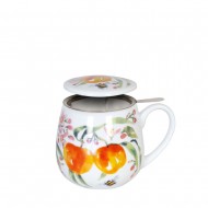 Konitz Κούπα Πορσελάνης με Φίλτρο και Καπάκι Coffee, Tea & Chocolate ,«Fruity Tea – Peach-Tea For You» by Victoria Lowe ,420ml Konitz Κούπα Πορσελάνης με Φίλτρο και Καπάκι Coffee, Tea & Chocolate ,«Fruity Tea – Peach-Tea For You» by Victoria Lowe ,420ml