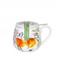 Konitz Κούπα Πορσελάνης με Φίλτρο και Καπάκι Coffee, Tea & Chocolate ,«Fruity Tea – Peach-Tea For You» by Victoria Lowe ,420ml Konitz Κούπα Πορσελάνης με Φίλτρο και Καπάκι Coffee, Tea & Chocolate ,«Fruity Tea – Peach-Tea For You» by Victoria Lowe ,420ml