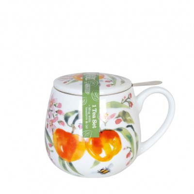 Konitz Κούπα Πορσελάνης με Φίλτρο και Καπάκι Coffee, Tea & Chocolate ,«Fruity Tea – Peach-Tea For You» by Victoria Lowe ,420ml Konitz Κούπα Πορσελάνης με Φίλτρο και Καπάκι Coffee, Tea & Chocolate ,«Fruity Tea – Peach-Tea For You» by Victoria Lowe ,420ml