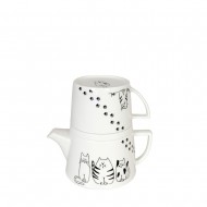 Konitz Funny Cats & Funny Dogs Σετ Τσαγιέρα και Κούπα Funny Cats Tea For Me Πορσελάνης 650+350ml