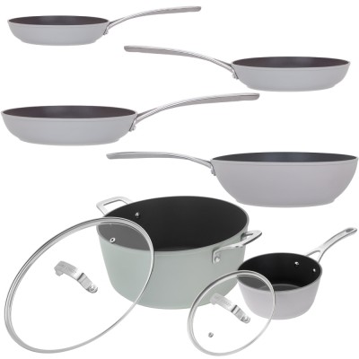 Laura Ashley Kitchenware Σετ 6τμχ., Μαγειρικών Σκευών Από Σφυρήλατο Αλουμίνιο, Dark Dove Grey
