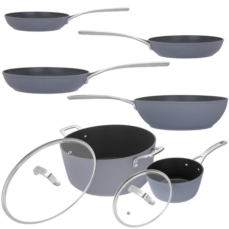Laura Ashley Kitchenware Σετ Μαγειρικών Σκευών 6τμχ Σφυρήλατο Αλουμίνιο Dark Slate