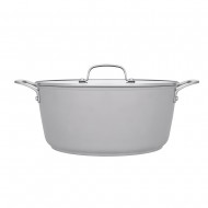 Laura Ashley Kitchenware Χύτρα Με Γυάλινο Καπάκι απο Σφυρήλατο Αλουμίνιο, Γκρι-Dark Dove Grey 28εκ