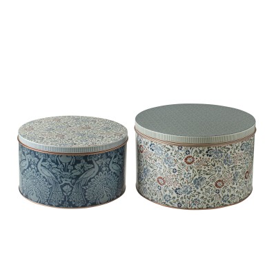 Laura Ashley Κουτιά Μεταλλικά Σετ 2 τμχ  Daniela Red & Peacock Tin Box Storage(22x13 και19,5x11εκ)