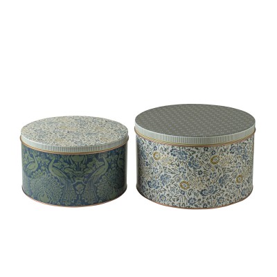 Laura Ashley Κουτιά Μεταλλικά Σετ 2 τμχ Daniela Yellow & Peacock Tin Box Storage(22x13 και19,5x11εκ)