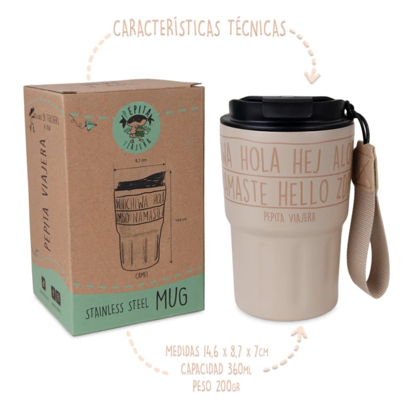 Pepita Viajera Ισοθερμικό Ποτήρι Moodlife Travel Collection Greetings Collection Camel 360ml Pepita Viajera Ισοθερμικό Ποτήρι Moodlife Travel Collection Greetings Collection Camel 360ml