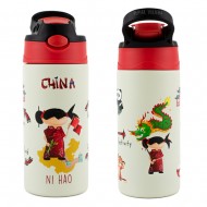 Pepita Viajera Μπουκάλι Ισοθερμικό με Καλαμάκι,China World Places Collection-Kids Collection, 400ml Pepita Viajera Μπουκάλι Ισοθερμικό με Καλαμάκι,China World Places Collection-Kids Collection, 400ml