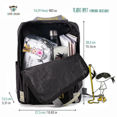 Pepita Viajera Σακίδιο Πλάτης Μαύρο,Moodlife Travel Collection -Greetings Collection, 38,5Χ27,5Χ13,5εκ Pepita Viajera Σακίδιο Πλάτης Μαύρο,Moodlife Travel Collection -Greetings Collection, 38,5Χ27,5Χ13,5εκ