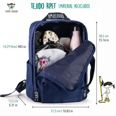 Pepita Viajera Σακίδιο Πλάτης Μπλε,Moodlife Travel Collection -Greetings Collection, 38,5Χ27,5Χ13,5εκ Pepita Viajera Σακίδιο Πλάτης Μπλε,Moodlife Travel Collection -Greetings Collection, 38,5Χ27,5Χ13,5εκ