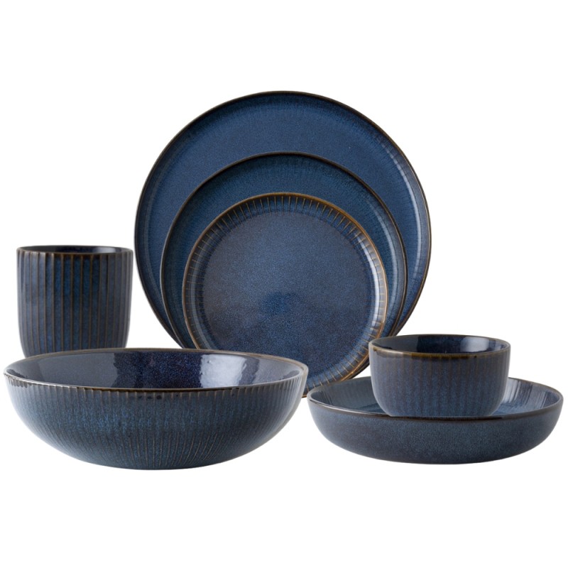 Dutch Rose Σετ Φαγητού 25τμχ Sapphire Stoneware Μπλε Dutch Rose Σετ Φαγητού 25τμχ Sapphire Stoneware Μπλε