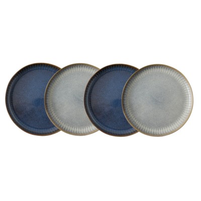 Dutch Rose Σετ 4τμχ Πιάτα Φρούτου Sapphire Stoneware Μπλε-Γκρι 18,5εκ