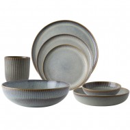 Dutch Rose Σετ Φαγητού 25τμχ Sapphire Stoneware Γκρι
