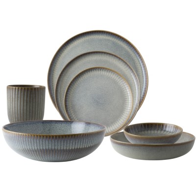 Dutch Rose Σετ Φαγητού 25τμχ Sapphire Stoneware Γκρι
