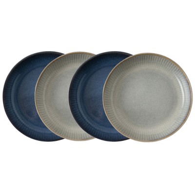 Dutch Rose Σετ 4τμχ Βαθιά Πιάτα Sapphire Stoneware Μπλε-Γκρι 23εκ