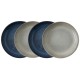 Dutch Rose Σετ 4τμχ Βαθιά Πιάτα Sapphire Stoneware Μπλε-Γκρι 23εκ