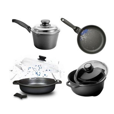 Risoli Σετ 4τμχ Σκεύη Αντικολλητικά Χυτού Αλουμινίου BLACKplus