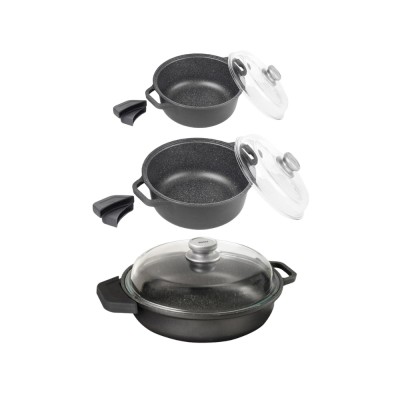 Risoli Σετ 3τμχ Κατσαρόλες Αντικολλητικές Χυτού Αλουμινίου Granito 20εκ,24εκ και 28εκ.