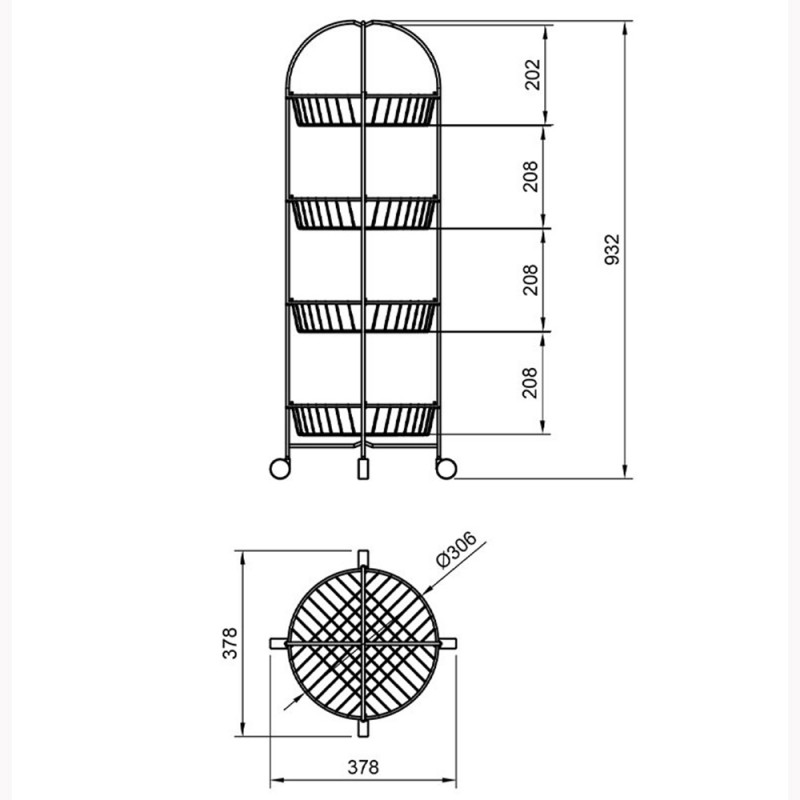 Tekno-Tel Μανάβης 4 Ραφιών Μεταλλικός Μαύρος Ματ 31x31x95εκ Tekno-Tel Μανάβης 4 Ραφιών Μεταλλικός Μαύρος Ματ 31x31x95εκ