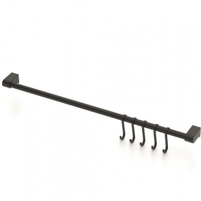 Tekno-Tel Ράγα με 5 Γάντζους Μεταλλική Μαύρη Ματ 60εκ Tekno-Tel Ράγα με 5 Γάντζους Μεταλλική Μαύρη Ματ 60εκ