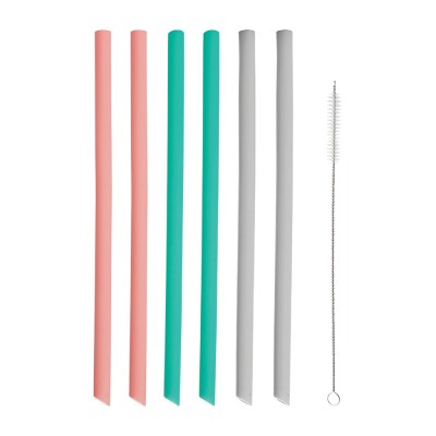 Typhoon Καλαμάκια Ίσια Πολλαπλών Χρήσεων Σετ 6τμχ Σιλικόνης 25x0.6εκ