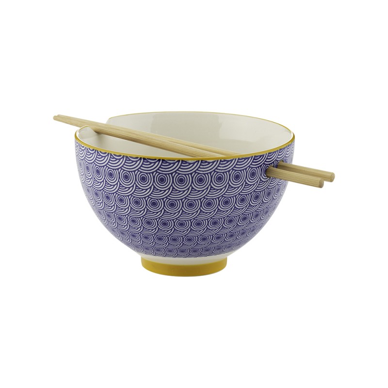 Typhoon Μπολ Stoneware για Noodles με Chopsticks Μπλε World,16εκ
