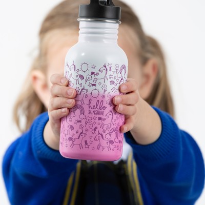 Typhoon Μπουκάλι Ανοξείδωτο Ατσάλι με Καλαμάκι που Αλλάζει Χρώμα Hello-Μονόκερος Λευκό-Ροζ 550ml Typhoon Μπουκάλι Ανοξείδωτο Ατσάλι με Καλαμάκι που Αλλάζει Χρώμα Hello-Μονόκερος Λευκό-Ροζ 550ml