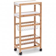 Z Present Τρόλεϊ Κουζίνας Μπαμπού Λευκό-Φυσικό 40x22x83εκ Z Present Τρόλεϊ Κουζίνας Μπαμπού Λευκό-Φυσικό 40x22x83εκ